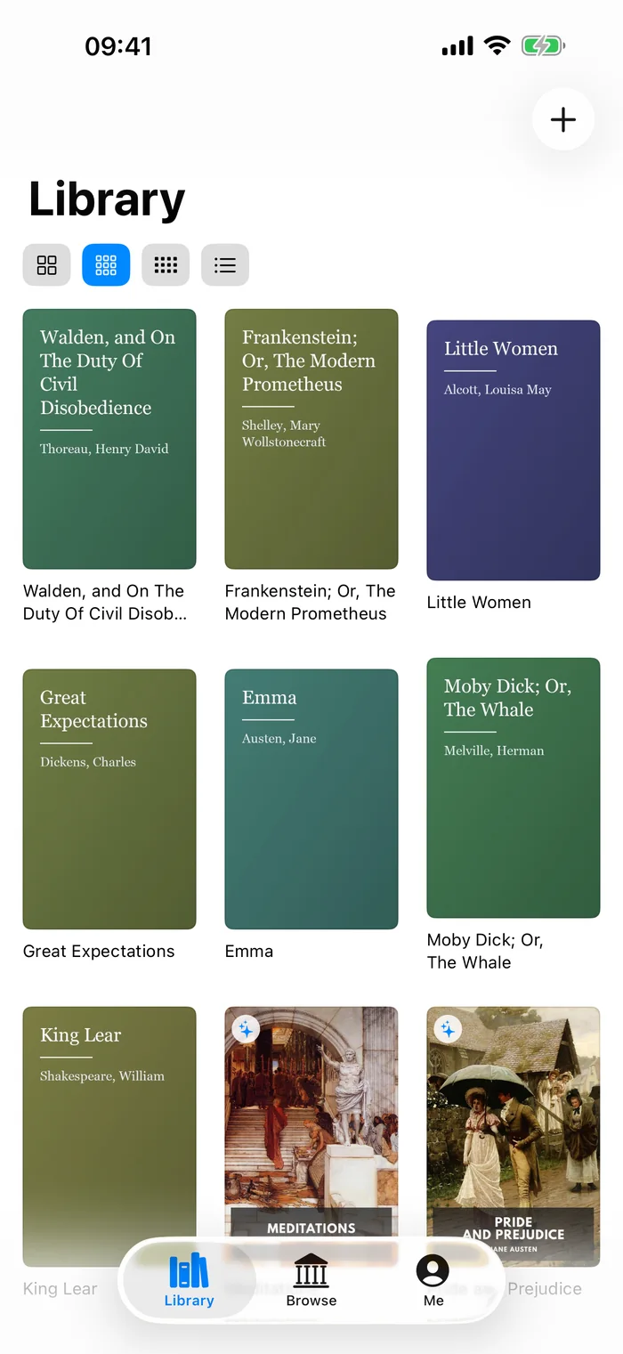 BeyondRead actual app screenshot — Your shelf with books added from the library