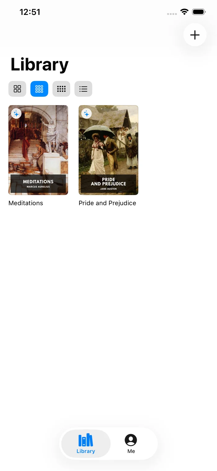 BeyondRead actual app screenshot — Your library · Bring your own books