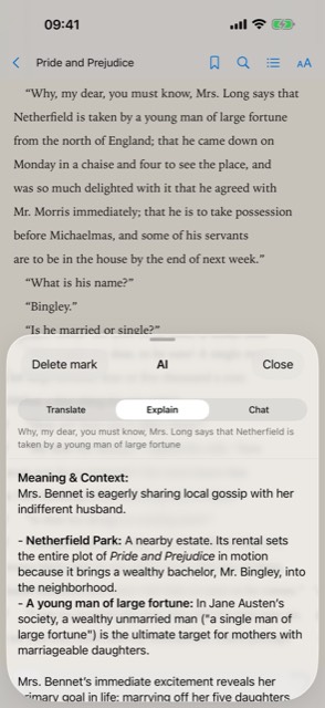 Select a line, tap Explain