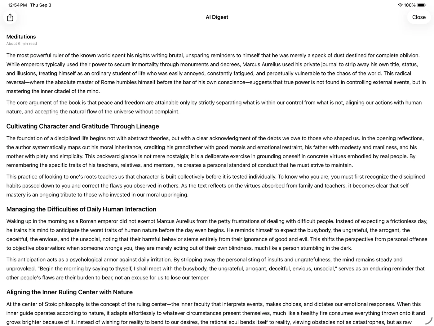 BeyondRead actual app screenshot — AI Digest